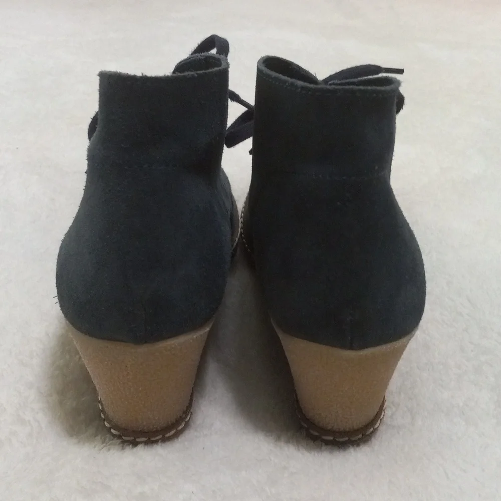J. Crew MacAlister Dark Teal Suede Chukkas Wedge Booties NWOB